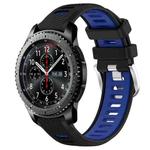 For Samsung Gear S3 Frontier 22mm Sports Two-Color Steel Buckle Silicone Watch Band(Black+Blue)