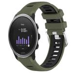 For SUUNTO 5 Peak 22mm Sports Two-Color Steel Buckle Silicone Watch Band(Army Green+Black)