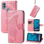 For Kyocera Android One S10 Butterfly Love Flower Embossed Leather Phone Case(Pink)