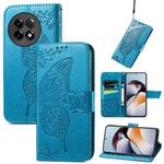 For OnePlus Ace 2 Butterfly Love Flower Embossed Leather Phone Case(Blue)
