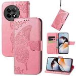 For OnePlus Ace 2 Butterfly Love Flower Embossed Leather Phone Case(Pink)