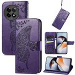 For OnePlus Ace 2 Butterfly Love Flower Embossed Leather Phone Case(Purple)
