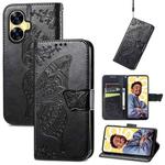 For Realme C55 Butterfly Love Flower Embossed Leather Phone Case(Black)