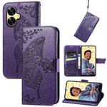 For Realme C55 Butterfly Love Flower Embossed Leather Phone Case(Purple)