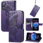 For Tecno Pova Neo 5G Butterfly Love Flower Embossed Leather Phone Case(Purple)