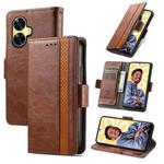 For Realme C55 CaseNeo Splicing Dual Magnetic Buckle Leather Phone Case(Brown)