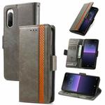 For Sony Xperia 10 II CaseNeo Splicing Dual Magnetic Buckle Leather Phone Case(Gray)
