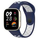 For Redmi Watch 3 Sports Two-Color Silicone Watch Band(Dark Blue+White)