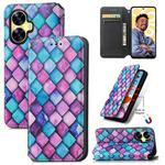 For Realme C55 CaseNeo Colorful Magnetic Leather Phone Case(Purple Scales)