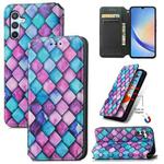 For Samsung Galaxy A34 5G CaseNeo Colorful Magnetic Leather Phone Case(Purple Scales)