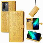 For Infinix Note 12 G96 Cat and Dog Embossed Phone Leather Phone Case(Yellow)
