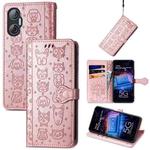 For Tecno Pova Neo 5G Cat and Dog Embossed Phone Leather Phone Case(Rose Gold)