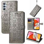 For Samsung Galaxy A14 4G Cat and Dog Embossed Phone Leather Phone Case(Gray)
