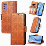For ZTE Libero 5G III Grid Leather Flip Phone Case(Brown)