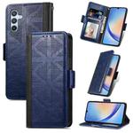 For Samsung Galaxy A34 5G Grid Leather Flip Phone Case(Blue)