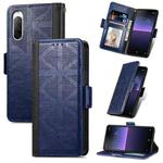 For Sony Xperia 10 II Grid Leather Flip Phone Case(Blue)