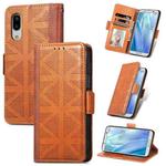 For Sharp Aquos Sense 3 Lite Grid Leather Flip Phone Case(Brown)