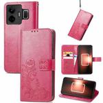For Realme GT Neo 5 Four-leaf Clasp Embossed Buckle Leather Phone Case(Rose)