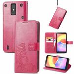 For ZTE Blade A32 Four-leaf Clasp Embossed Buckle Leather Phone Case(Rose)