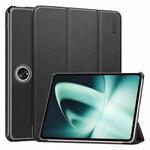 For OnePlus Pad / OPPO Pad 2 ENKAY Tri-fold Custer Texture Leather Stand Smart Case(Black)