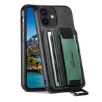 For iPhone 12 mini Suteni H13 Card Wallet Wrist Strap Holder PU Phone Case(Black)