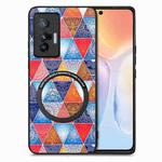 For vivo X70 Colored Drawing Leather Skin Magnetic Back Cover Phone Case(Rhombus Mandala)