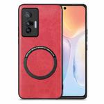 For vivo X70 Solid Color Skin-feel Leather Back Cover Magsafe Phone Case(Red)