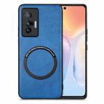 For vivo X70 Solid Color Skin-feel Leather Back Cover Magsafe Phone Case(Blue)