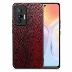 For vivo X70 Snakeskin Leather Back Cover Phone Case(Red)