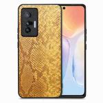 For vivo X70 Snakeskin Leather Back Cover Phone Case(Yellow)