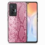 For vivo X70 Snakeskin Leather Back Cover Phone Case(Pink)