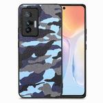 For vivo X70 Camouflage Leather Back Cover Phone Case(Blue)