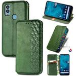 For Kyocera Android One S10 Cubic Grid Pressed Magnetic Leather Phone Case(Green)