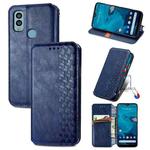 For Kyocera Android One S10 Cubic Grid Pressed Magnetic Leather Phone Case(Blue)