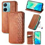 For vivo S15e Cubic Grid Pressed Magnetic Leather Phone Case(Brown)