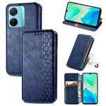For vivo S15e Cubic Grid Pressed Magnetic Leather Phone Case(Blue)