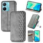 For vivo S15e Cubic Grid Pressed Magnetic Leather Phone Case(Gray)