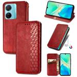 For vivo S15e Cubic Grid Pressed Magnetic Leather Phone Case(Red)