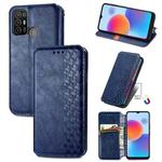 For ZTE Blade A52 Cubic Grid Pressed Magnetic Leather Phone Case(Blue)