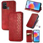 For ZTE Blade A52 Cubic Grid Pressed Magnetic Leather Phone Case(Red)