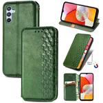 For Samsung Galaxy A14 4G Cubic Grid Pressed Magnetic Leather Phone Case(Green)