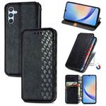 For Samsung Galaxy A34 5G Cubic Grid Pressed Magnetic Leather Phone Case(Black)
