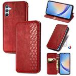 For Samsung Galaxy A34 5G Cubic Grid Pressed Magnetic Leather Phone Case(Red)