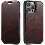 For iPhone 12 Pro Max Suteni J05 Leather Magnetic Magsafe Phone Case(Brown)