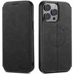 For iPhone 12/12 Pro Suteni J06 Retro Matte Litchi Texture Leather Magnetic Magsafe Phone Case(Black)