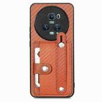 For Honor Magic5 Pro Wristband Kickstand Card Wallet Back Cover Phone Case with Tool Knife(Brown)