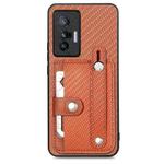 For vivo X70 Wristband Kickstand Card Wallet Back Cover Phone Case with Tool Knife(Brown)