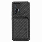 FOr vivo X70 Carbon Fiber Leather Card Magsafe Magnetic Phone Case(Black)