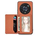 For Honor 80 Carbon Fiber Magnetic Card Bag Phone Case(Brown)
