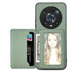 For Honor 80 Carbon Fiber Magnetic Card Bag Phone Case(Green)